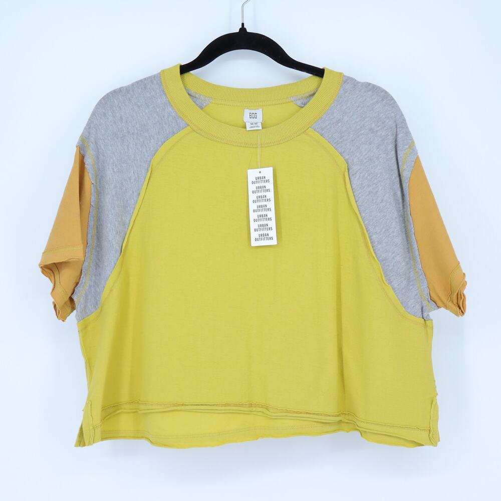 BDG Shelby Colorblock Tee NWT Yellow Crop Short Sleeve Casual Women's M